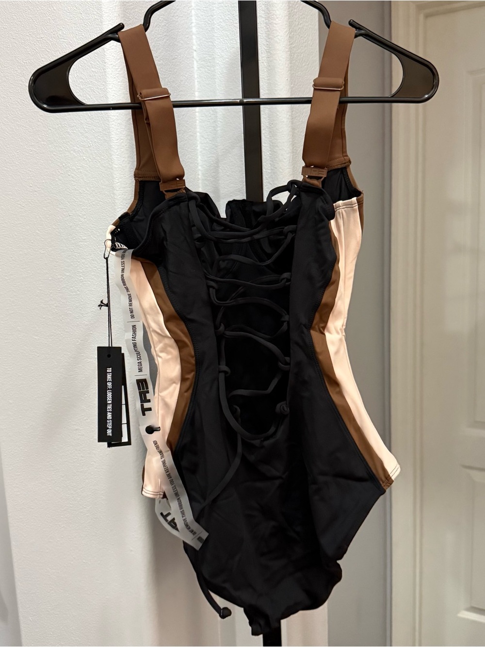 TA3 Size Small One Piece Lifty Contour Black Mocha Peach X/Long B/C NWT - Picture 5 of 5